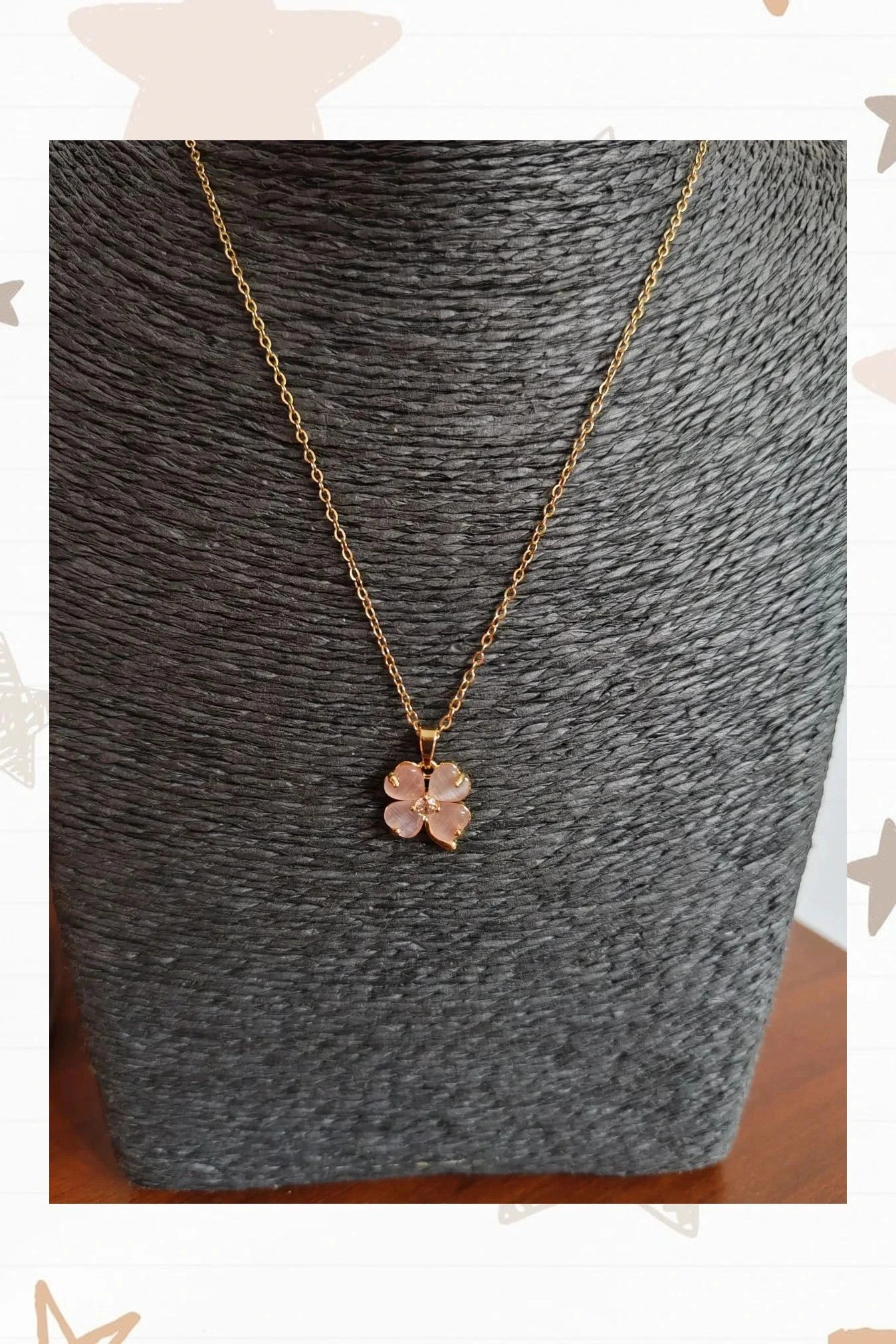 Collar trébol de cuatro hojas acero – photo 3